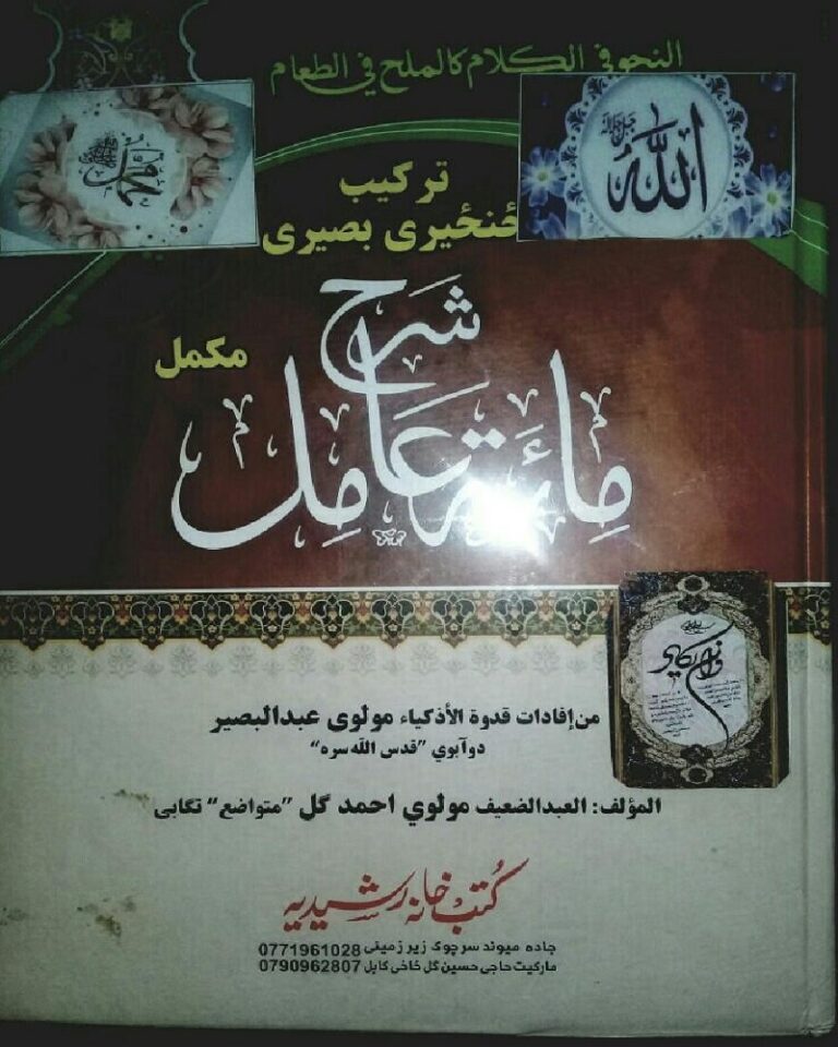 Tarkeeb Zanzeri Pashto Sharah Miata amil Maulana Ahmad Gul ترکیب زنزیری پشتو شرح ماٰۃ عامل مولانا احمد گل